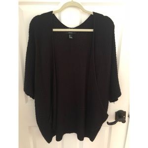 Black Short Sleeve Knit Open Cardigan